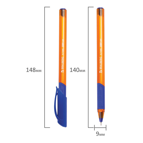 Ручка шариковая масляная BRAUBERG "Extra Glide GT Tone Orange", линия письма 0,35 мм, синяя фото 10