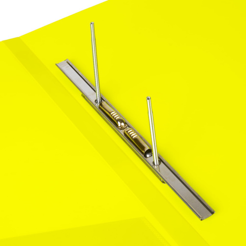 Папка с металлич скоросшивателем и внутренним карманом BRAUBERG "Neon", 16 мм, до 100 л, желтая фото 3