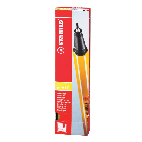 Ручка капиллярная (линер) STABILO "Point 88", корпус оранжевый, желтая фото 2