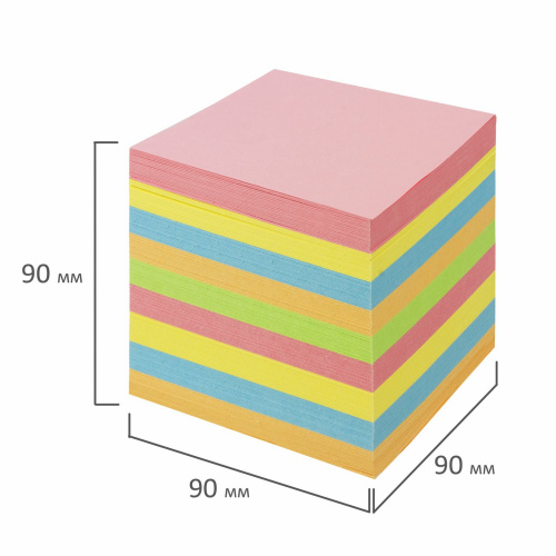 Блок для записей BRAUBERG в подставке прозрачной, куб 9х9х9 см, цветной фото 4