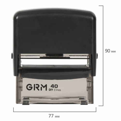 Штамп самонаборный GRM, 6-строчный, оттиск 59х23 мм, синий без рамки, кассы в комплекте фото 2