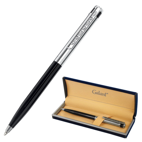 Ручка подарочная шариковая GALANT "ACTUS", корпус серебристый с черным, детали хром, синяя