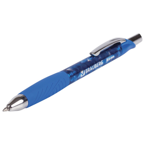 Ручка гелевая автоматическая с грипом BRAUBERG "Jet Gel", печать, линия письма 0,4 мм, синяя фото 5