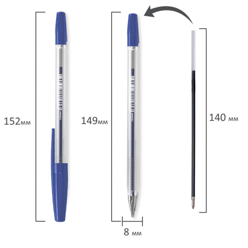 Ручка шариковая BRAUBERG "M-500 CLASSIC", корпус прозрачный, линия письма 0,35 мм, синяя фото 7
