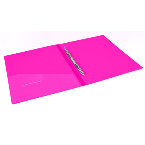 Папка с металлич скоросшивателем и внутренним карманом BRAUBERG "Neon", 16 мм, до 100 л, розовая фото 4