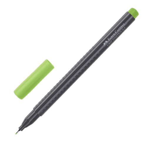 Ручка капиллярная (линер) FABER-CASTELL "Grip Finepen", трехгранная, корпус черный, светло-зеленая