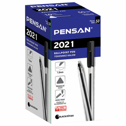 Ручка шариковая масляная PENSAN 2021, ЧЕРНАЯ, трехгранная, узел 1 мм, линия письма 0,8 мм, 2021/S50 фото 3