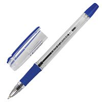 Ручка шариковая масляная с грипом BRAUBERG "i-Rite GT", корпус прозрачный, синяя