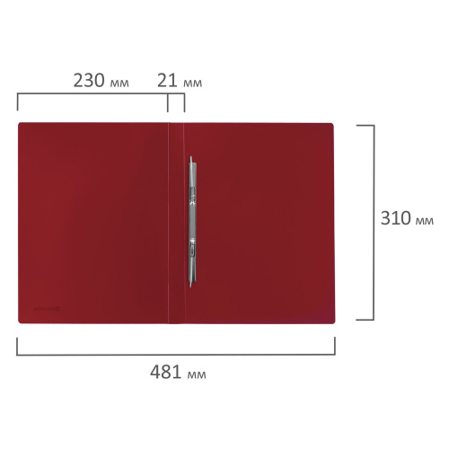 Папка с металлическим скоросшивателем BRAUBERG, стандарт, до 100 листов, 0,6 мм, красная фото 6