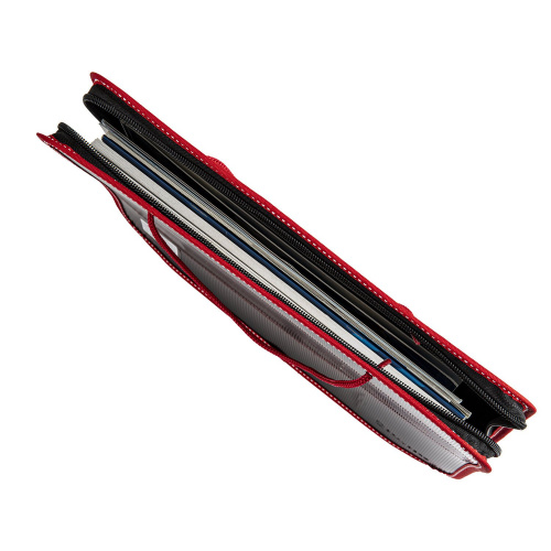 Папка на молнии пластиковая с ручками BRAUBERG "Contract", А4, 350х270х45 мм, черно-красная фото 3