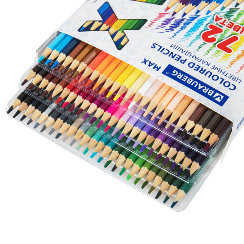 Карандаши цветные BRAUBERG MAX, 72 цв., грифель 3,3 мм, супермягкие, яркие, классические фото 2