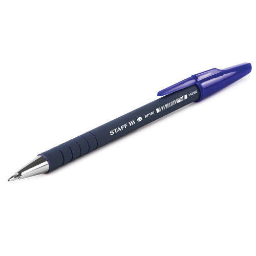 Ручка шариковая STAFF "EVERYDAY", корпус прорезиненный синий, узел 0,7 мм, синяя фото 5