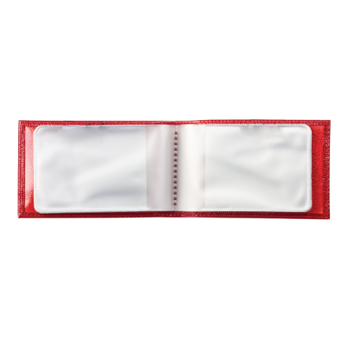 Визитница карманная BEFLER "Ящерица", на 40 визитных карт, натуральная кожа, тиснение, красная фото 3