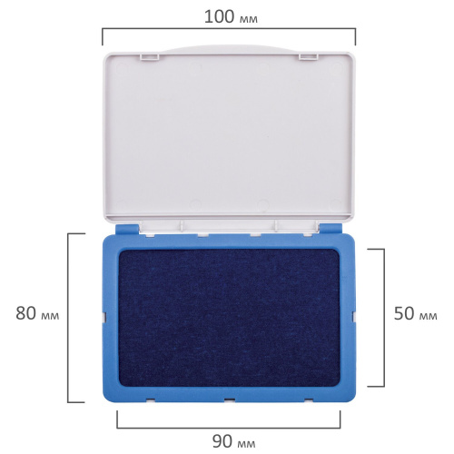 Штемпельная подушка BRAUBERG, 100х80 мм, рабочая поверхность 90х50 мм, синяя краска фото 5