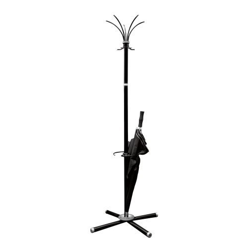 Вешалка-стойка ТИТАН "Классикс-ТМ3", 1,86 м, 70х70 см, 5 крючков + место для зонтов, металл, черная