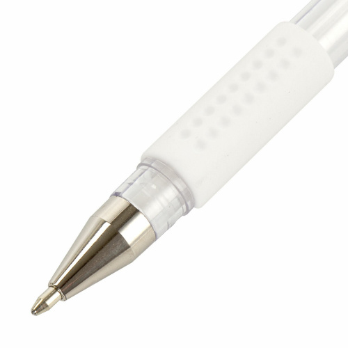 Ручка гелевая с грипом BRAUBERG "White", линия письма 0,5 мм, белая фото 7