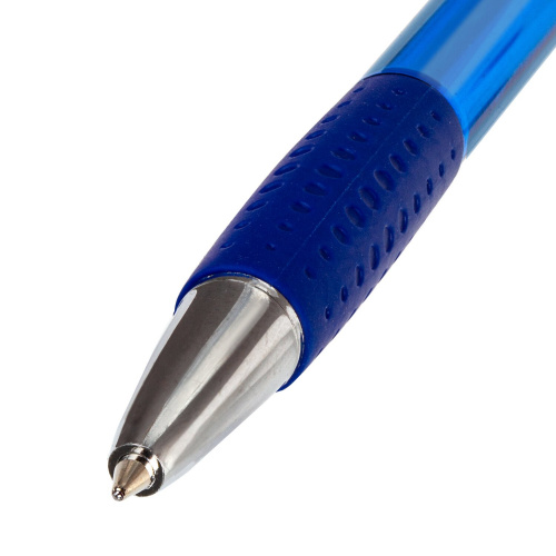 Ручки шариковые автоматические с грипом BRAUBERG "SUPER", 12 штук, синие фото 9