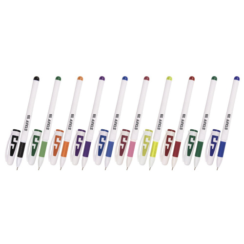 Ручки гелевые с грипом STAFF "Manager", 10 цветов, корпус белый, линия письма 0,35 мм фото 2
