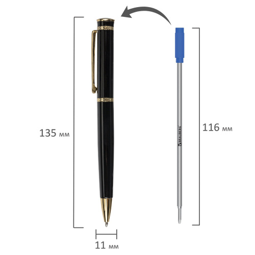 Ручка подарочная шариковая BRAUBERG "Perfect Black", корпус черный, линия письма 0,7 мм, синяя фото 6