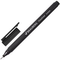 Ручка капиллярная (линер) BRAUBERG "Carbon", трехгранная, линия письма 0,4 мм, черная