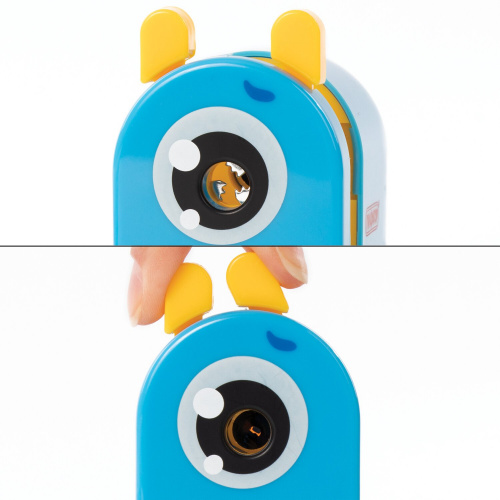 Точилка механическая ПИФАГОР "Монстрик", корпус голубой, для чернографитных и цветных карандашей фото 5