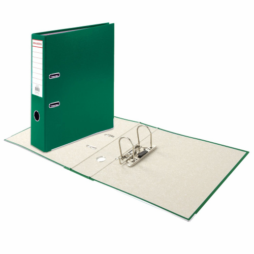 Папка-регистратор BRAUBERG, покрытие пластик, 75 мм, с уголком, зеленая фото 6