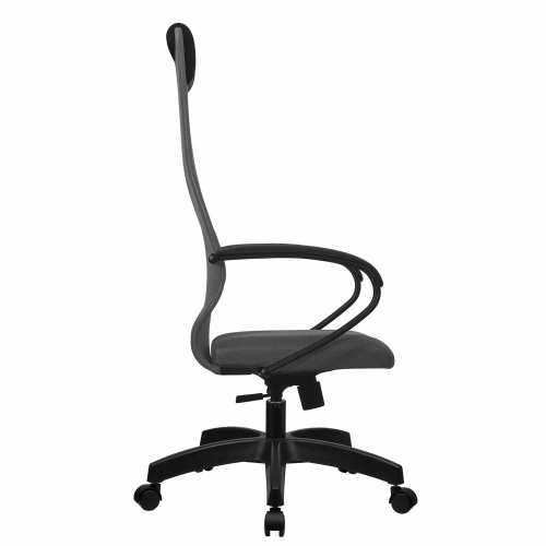 Кресло офисное МЕТТА "SU-B-8" пластик, ткань-сетка, сиденье мягкое, светло-серое фото 5