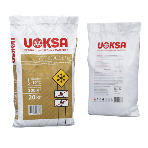 Материал противогололёдный UOKSA Пескосоль, 20 кг, песко-соляная смесь фото 2