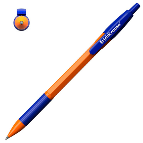 Ручка шариковая автоматическая с грипом ERICH KRAUSE "R-301 Orange", синяя 1,0 мм, линия 0,5 мм фото 4