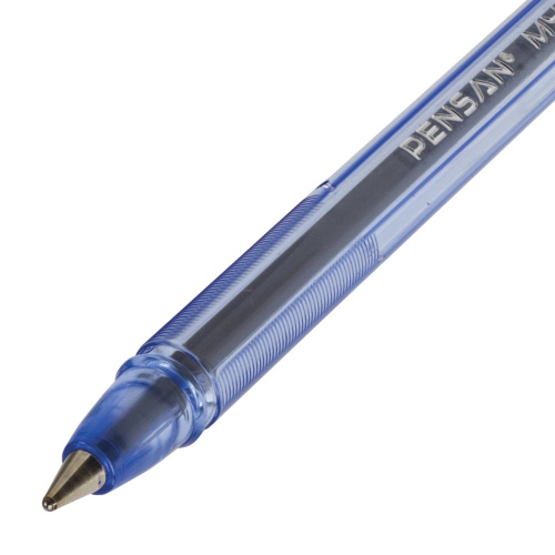 Ручка шариковая масляная PENSAN "My-Pen", корпус тонированный синий, линия письма 0,5 мм, синяя фото 7