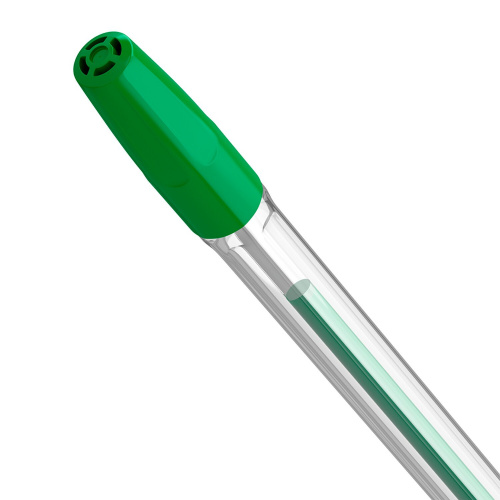 Ручка шариковая BRAUBERG "M-500 CLASSIC", корпус прозрачный, линия письма 0,35 мм, зеленая фото 3
