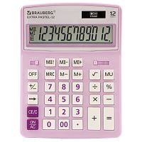 Калькулятор настольный BRAUBERG, 206x155 мм, 12 разрядов, двойное питание, сиреневый