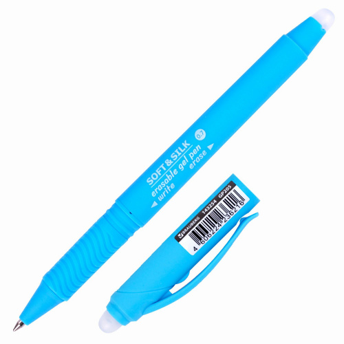 Ручка стираемая гелевая с грипом BRAUBERG "SOFT&SILK FRUITY", корпус ассорти, узел 0,7 мм, синяя фото 10