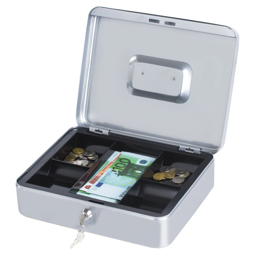 Ящик для денег, ценностей, документов, печатей BRAUBERG, 90х240х300 мм, ключевой замок, серебристый фото 10