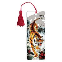 Закладка для книг BRAUBERG "Бенгальский тигр", объемная, с декоративным шнурком-завязкой
