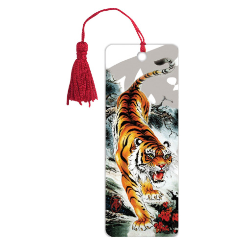 Закладка для книг BRAUBERG "Бенгальский тигр", объемная, с декоративным шнурком-завязкой