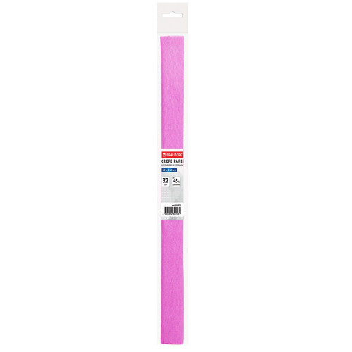 Бумага гофрированная (креповая) BRAUBERG, 32 г/м2, ярко-розовая, 50х250 см, в рулоне фото 4