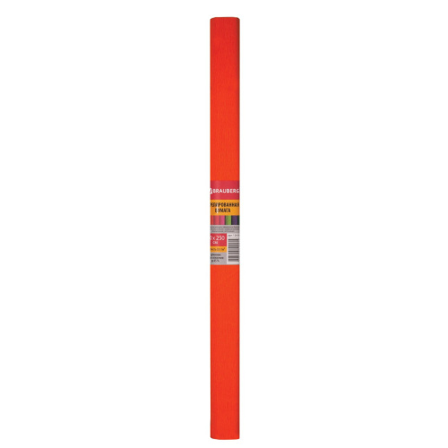 Бумага гофрированная (креповая) BRAUBERG, 32 г/м2, оранжевая, 50х250 см, в рулоне фото 2