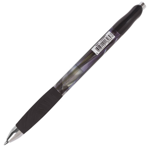 Ручка гелевая автоматическая с грипом BRAUBERG "Jet Gel", печать, линия письма 0,4 мм, черная фото 2