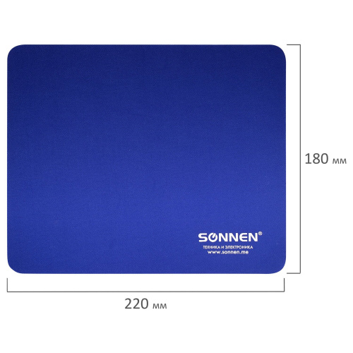 Коврик для мыши SONNEN "BLUE", 220х180х3 мм, резина, ткань фото 6