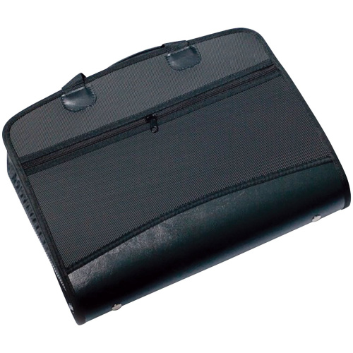 Папка-портфель пластиковая BRAUBERG, А4+, 4 отделения, 2 кармана, на молнии, черный фото 3
