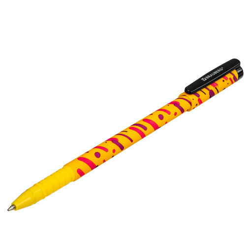 Ручка шариковая BRAUBERG SOFT TOUCH GRIP "LINES", мягкое покрытие, узел 0,7 мм, синяя фото 7