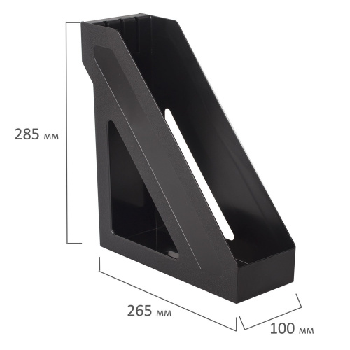 Лоток вертикальный для бумаг BRAUBERG "Basic", 265х100х285 мм, черный фото 5