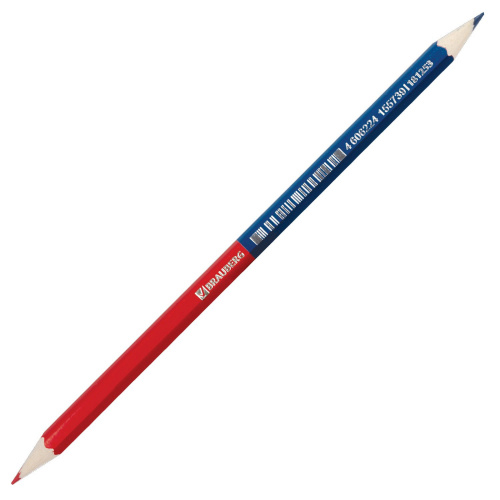 Карандаш двухцветный красно-синий BRAUBERG, заточенный, грифель 2,9 мм