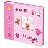 Фотоальбом BRAUBERG "It's a girl", 200 фото, 10х15 см, твердая обложка, бокс, розовый