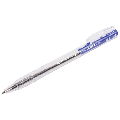 Ручка шариковая автоматическая STAFF "Basic", корпус прозрачный, узел 0,7 мм, синяя фото 7