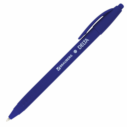 Ручка шариковая масляная автоматическая BRAUBERG "Delta", линия 0,5 мм, синяя