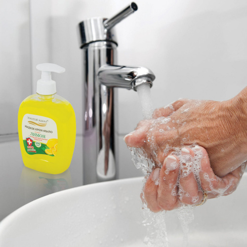 Мыло-крем туалетное жидкое с антибактериальным эффектом "Золотой Идеал" Лимон 500 г фото 6
