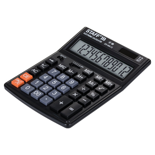 Калькулятор настольный STAFF, 199x153 мм, 12 разрядов, двойное питание фото 2