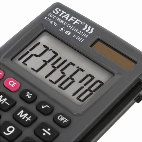 Калькулятор карманный STAFF, 104х63 мм, 8 разрядов, двойное питание фото 10